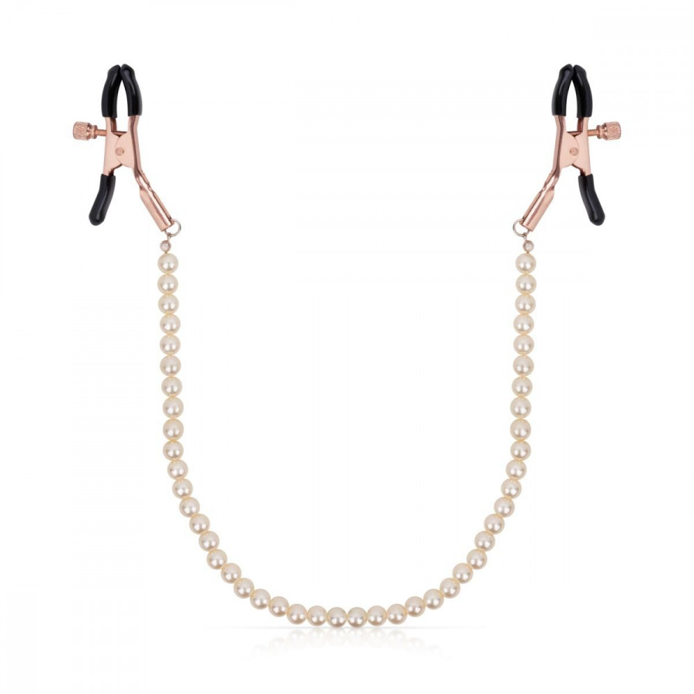  - Затискачі для сосків з перлинним ланцюжком Rosy Gold - Nipple Clamps Pearls