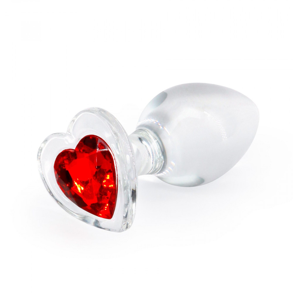 Анальные игрушки без вибрации - Стеклянная анальная пробка NS Novelties Crystal - Desires - Red Heart - Medium