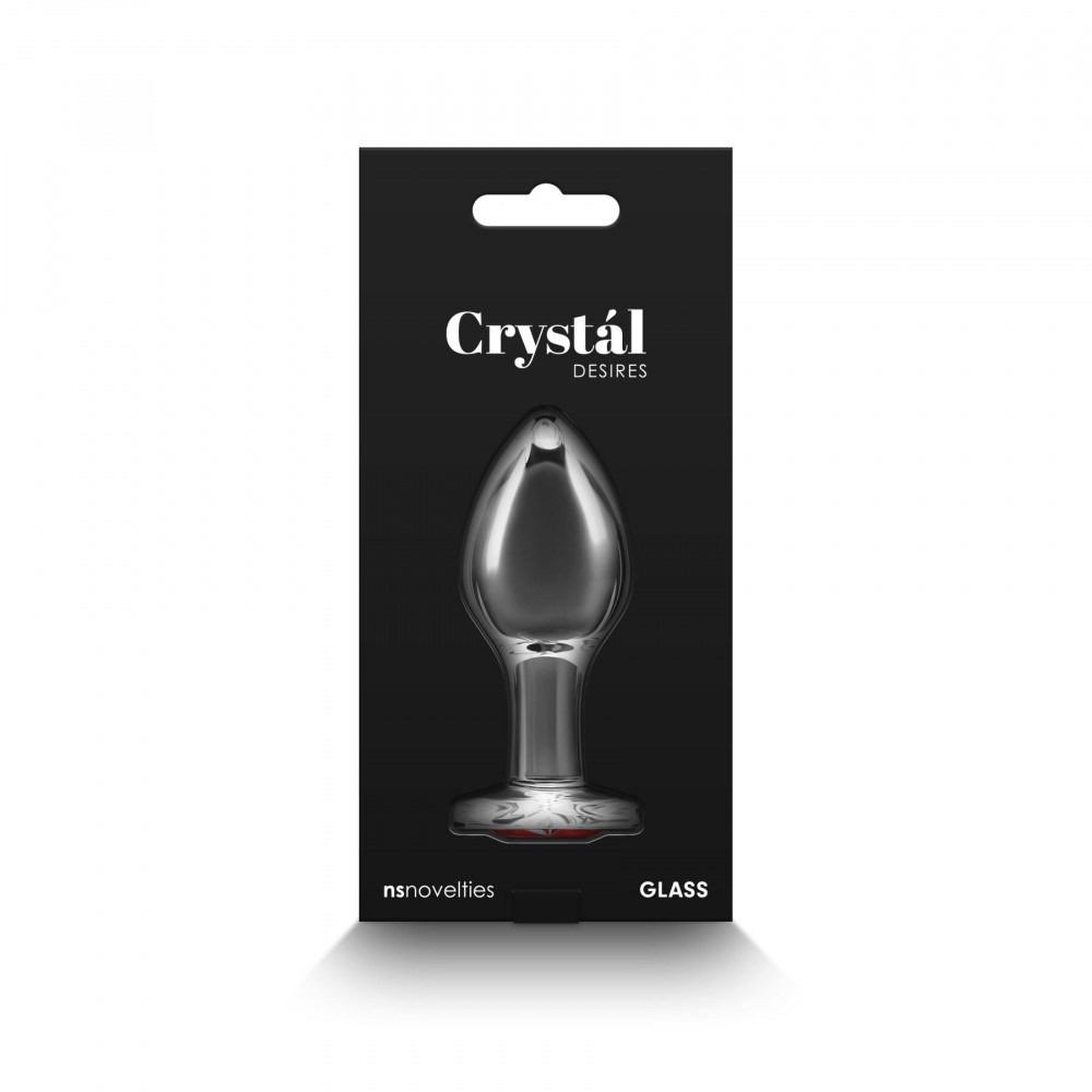 Анальные игрушки без вибрации - Стеклянная анальная пробка NS Novelties Crystal - Desires - Red Heart - Medium 3