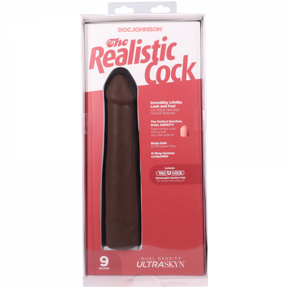 Фалоімітатор - Фалоімітатор Doc Johnson The Realistic Cock ULTRASKYN - 9 Inch Chocolate 9