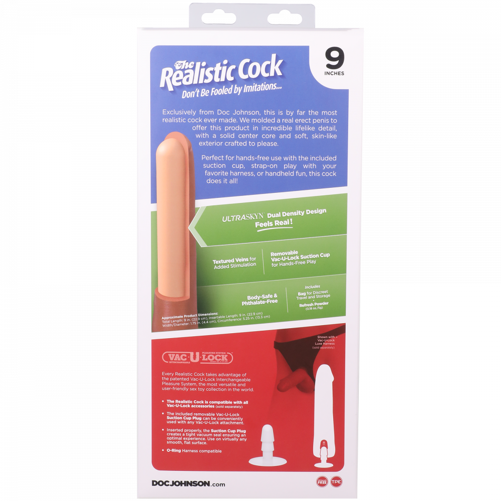 Фалоімітатор - Фалоімітатор Doc Johnson The Realistic Cock ULTRASKYN - 9 Inch Chocolate 10
