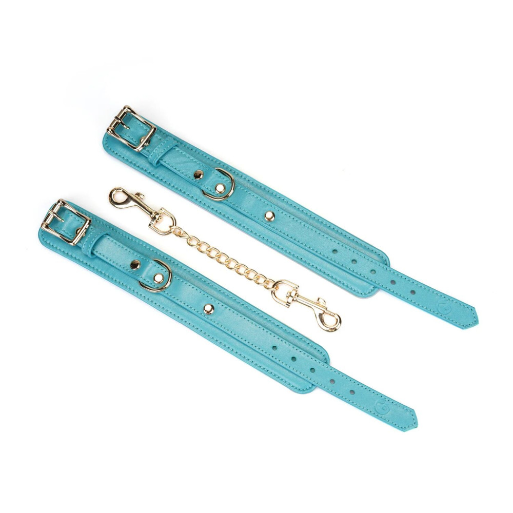 Наручники и ограничения - Наручники Liebe Seele Blue Lamb leather Wrist Cuffs with Velvet Lining 2