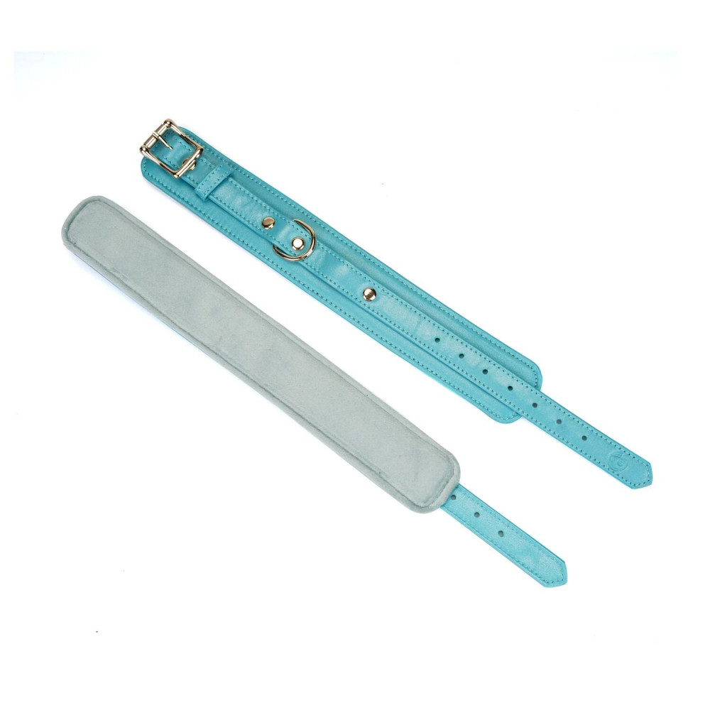 Наручники и ограничения - Наручники Liebe Seele Blue Lamb leather Wrist Cuffs with Velvet Lining 3