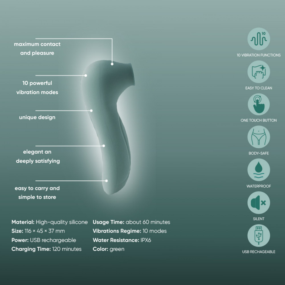 Вакуумный вибратор - Вакуумный стимулятор клитора Sweet Em, мятный 7