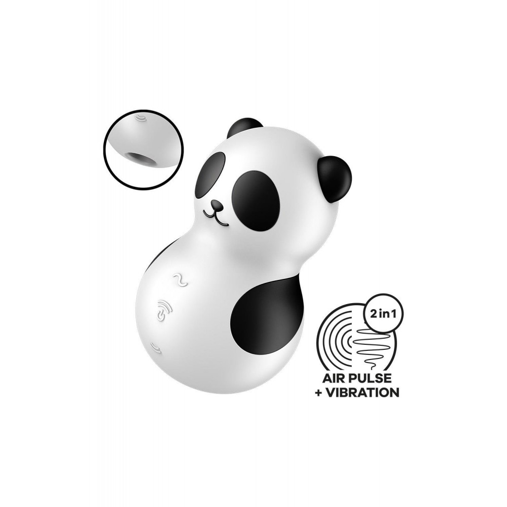 Вакуумный вибратор - Вакуумный стимулятор с вибрацией Satisfyer Pocket Panda черно-белый, 8.9 см 1