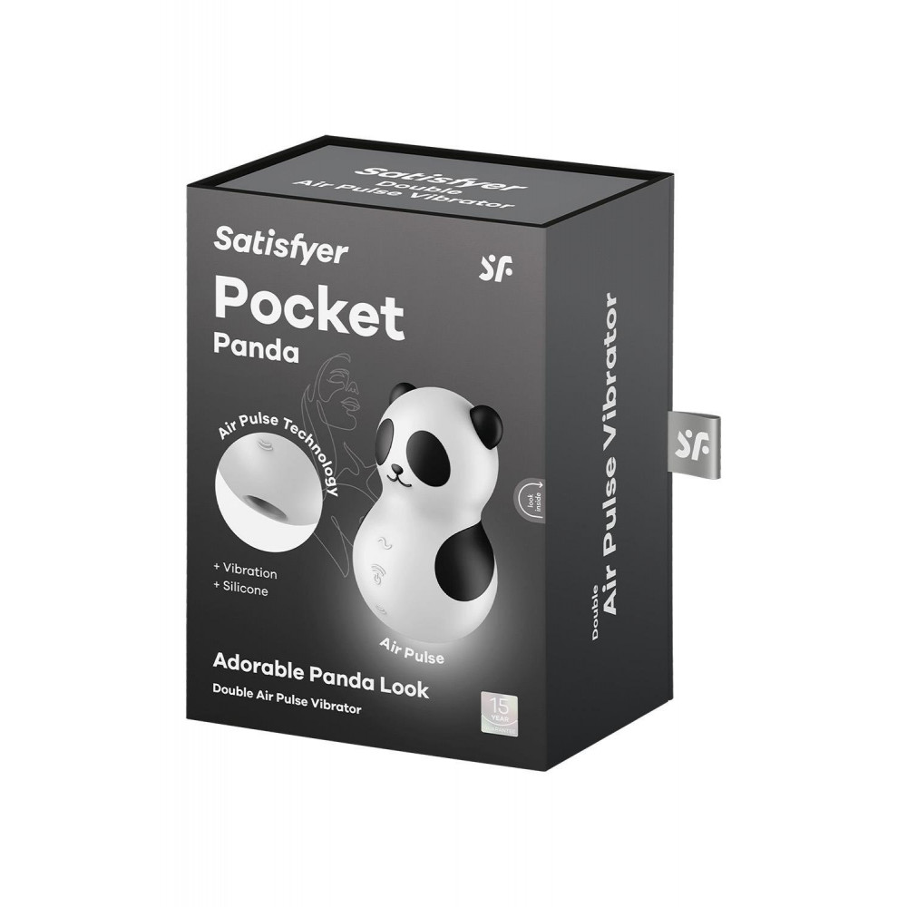 Вакуумный вибратор - Вакуумный стимулятор с вибрацией Satisfyer Pocket Panda черно-белый, 8.9 см 7
