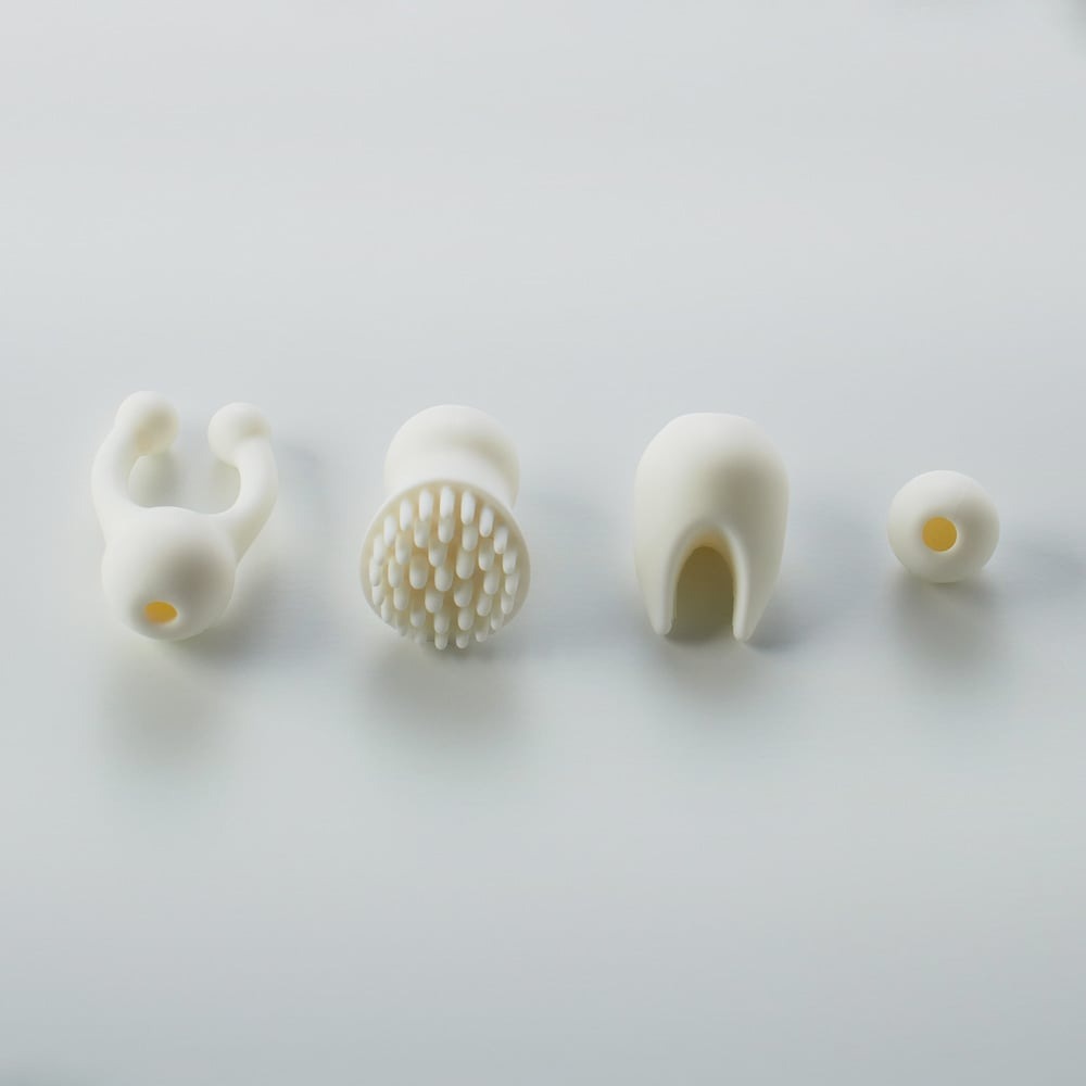 Разное - Вибратор для клитора с колебаниями и 3-мя сменными насадками, силикон Sweet Em Velvet Lure, серый 6