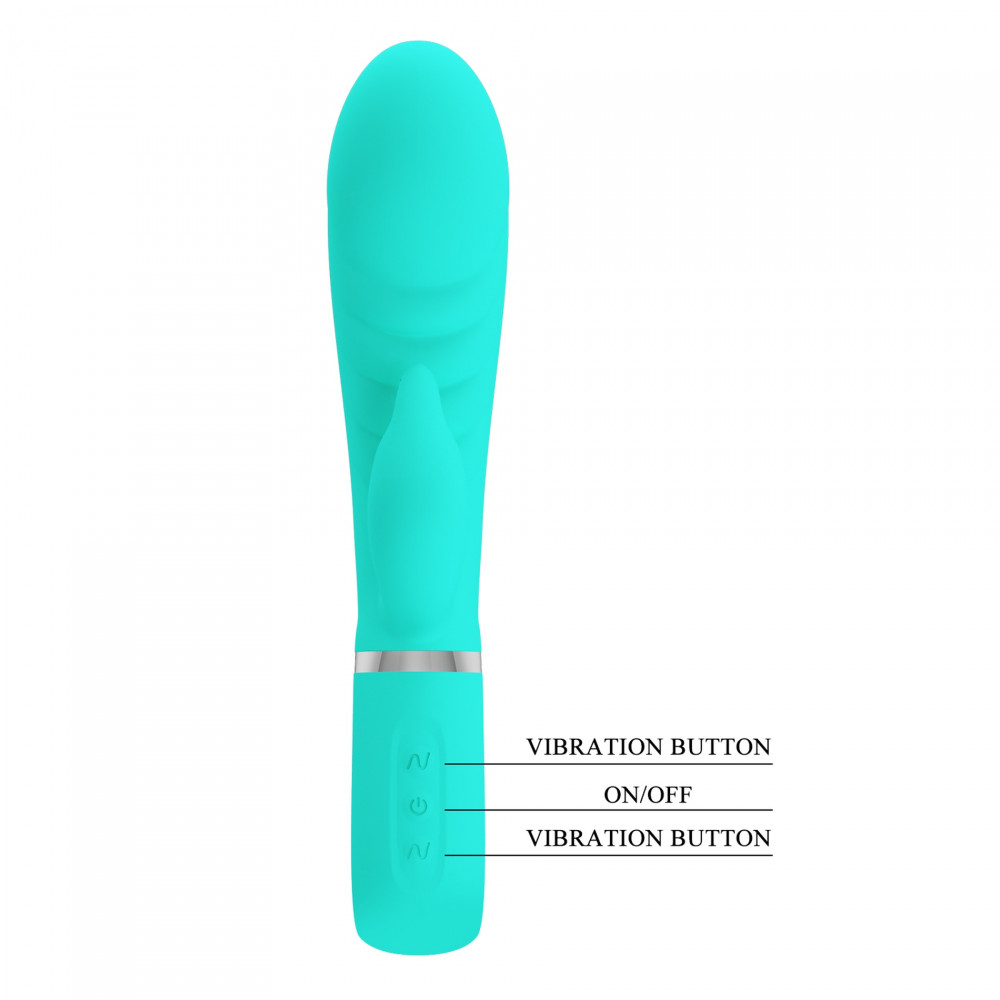 Вибратор-кролик - Вибратор-кролик Pretty Love Prescott мятный, ребристый, 20 х 3,9 см 7