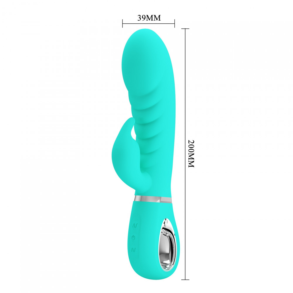 Вибратор-кролик - Вибратор-кролик Pretty Love Prescott мятный, ребристый, 20 х 3,9 см 6