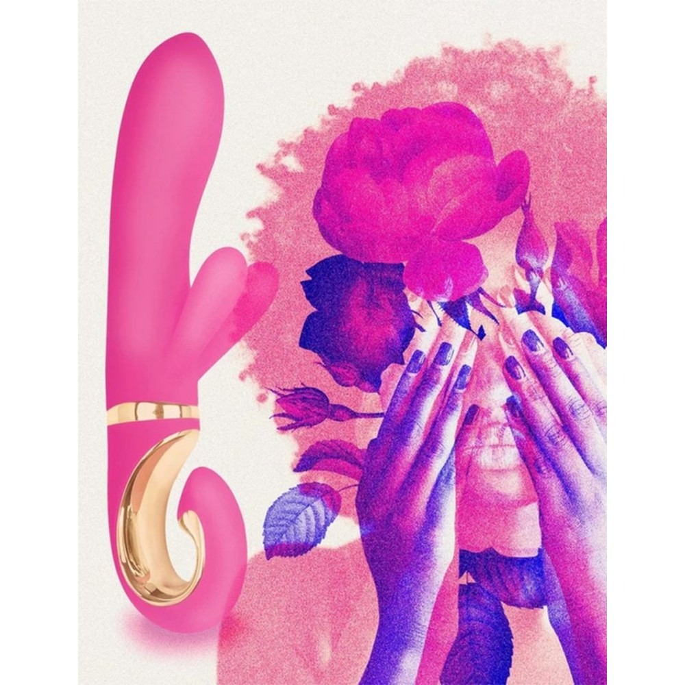 Різне - Вібратор-кролик із двома відростками для клітора Grabbit GVibe, рожевий, 23.5 см х 4 см 3