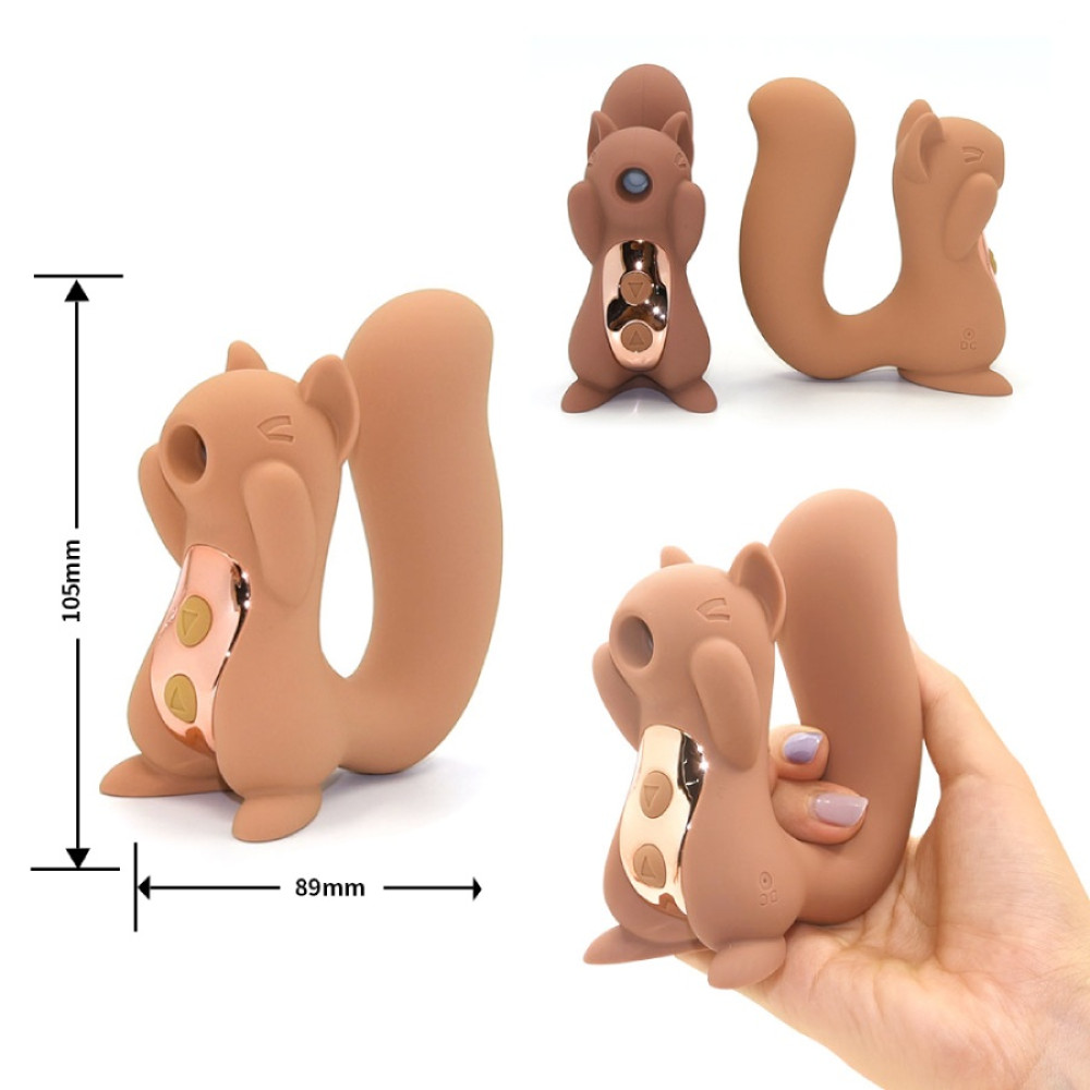 Вибропули и мини-вибраторы - Вибратор вакуумный в форме белочки Sweet Em, бежевый 8