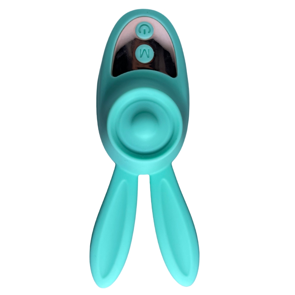 Вибропули и мини-вибраторы - Вибростимулятор на палец Зайчик Passion Play, 12 режимов вибрации + 3 интенсивности, бирюзовый 2