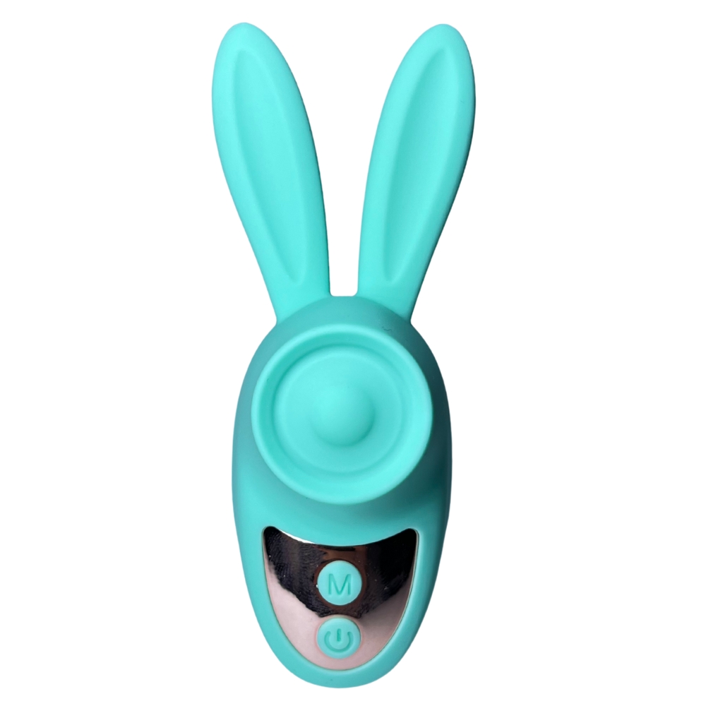 Вибропули и мини-вибраторы - Вибростимулятор на палец Зайчик Passion Play, 12 режимов вибрации + 3 интенсивности, бирюзовый 1