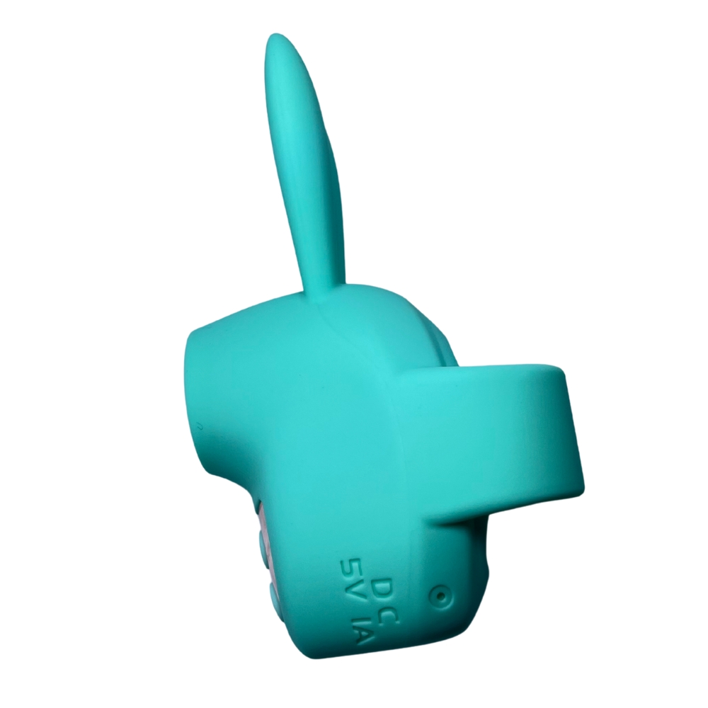 Вибропули и мини-вибраторы - Вибростимулятор на палец Зайчик Passion Play, 12 режимов вибрации + 3 интенсивности, бирюзовый 4