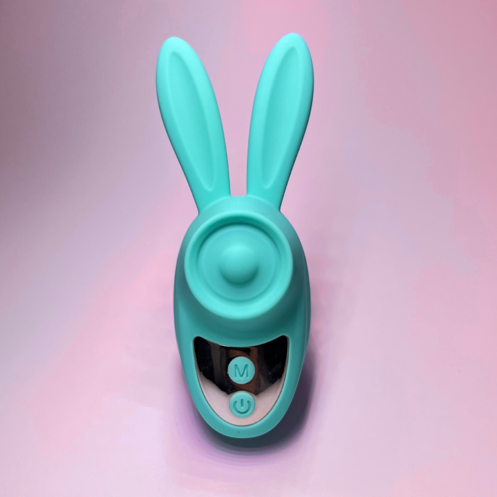 Вибропули и мини-вибраторы - Вибростимулятор на палец Зайчик Passion Play, 12 режимов вибрации + 3 интенсивности, бирюзовый 6