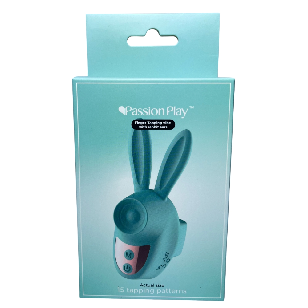 Вибропули и мини-вибраторы - Вибростимулятор на палец Зайчик Passion Play, 12 режимов вибрации + 3 интенсивности, бирюзовый 7