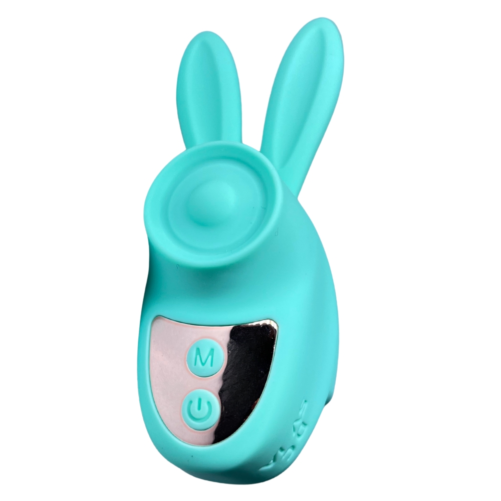 Вибропули и мини-вибраторы - Вибростимулятор на палец Зайчик Passion Play, 12 режимов вибрации + 3 интенсивности, бирюзовый