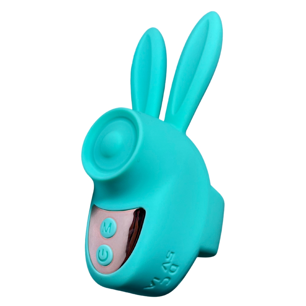 Вибропули и мини-вибраторы - Вибростимулятор на палец Зайчик Passion Play, 12 режимов вибрации + 3 интенсивности, бирюзовый 3