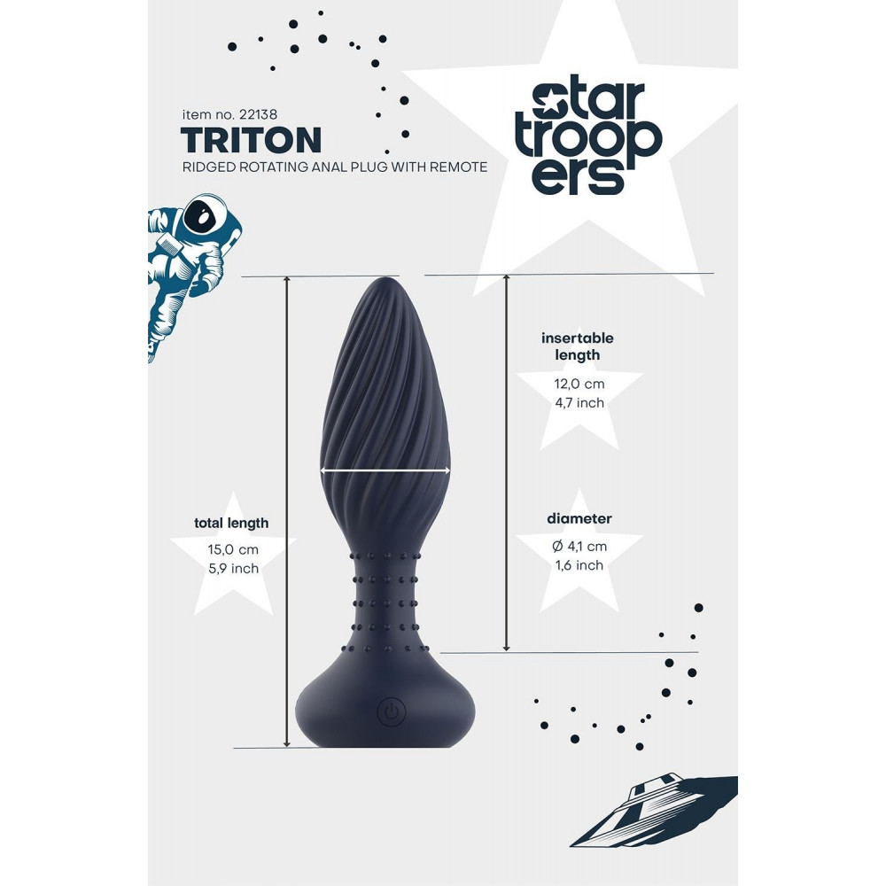 Разное - Вибрирующая анальная пробка Dream Toys Startroopers Triton с пультом управления, черная 9