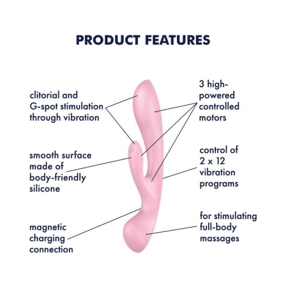 Секс игрушки - Двусторонний вибратор-кролик Satisfyer Triple Oh Pink (мятая упаковка!!!) 7