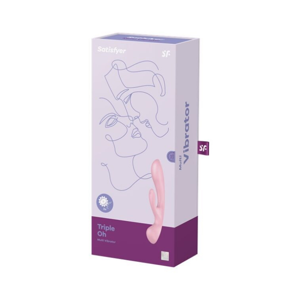 Секс игрушки - Двусторонний вибратор-кролик Satisfyer Triple Oh Pink (мятая упаковка!!!) 8