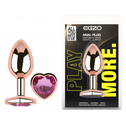 Анальная пробка с кристаллом EGZO - Rose Gold Heart Plug Rose size S