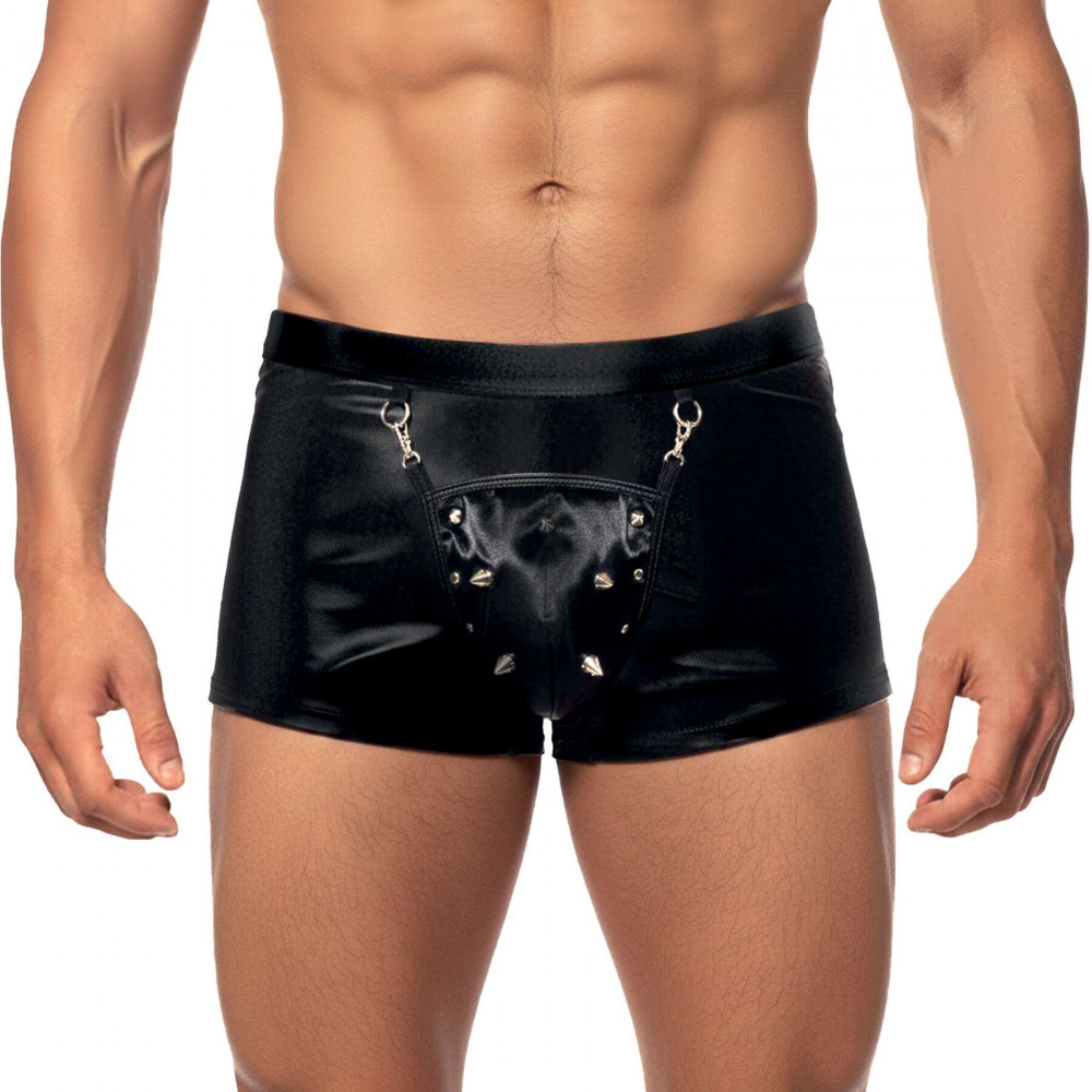 Чоловіча еротична білизна - Чоловічі труси з сюрпризом Art of Sex - Gladiator, чорні з ефектом мокрого оксамиту, розмір S