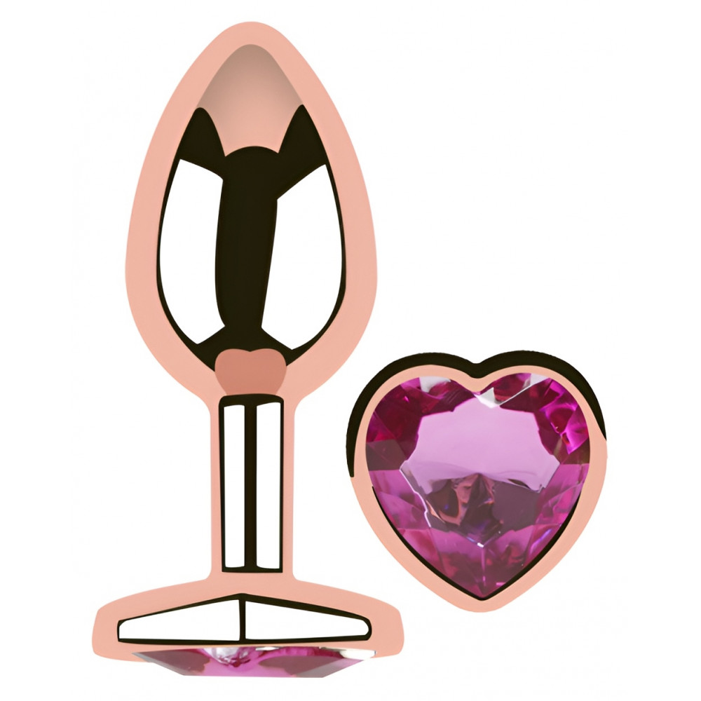 Анальные игрушки без вибрации - Анальная пробка с кристаллом EGZO - Rose Gold Heart Plug Rose size S 3