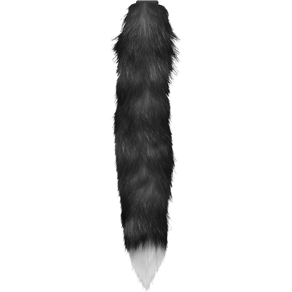 Анальные игрушки - Анальная пробка с хвостом Anal plug faux fur fox tail black polyeste 1