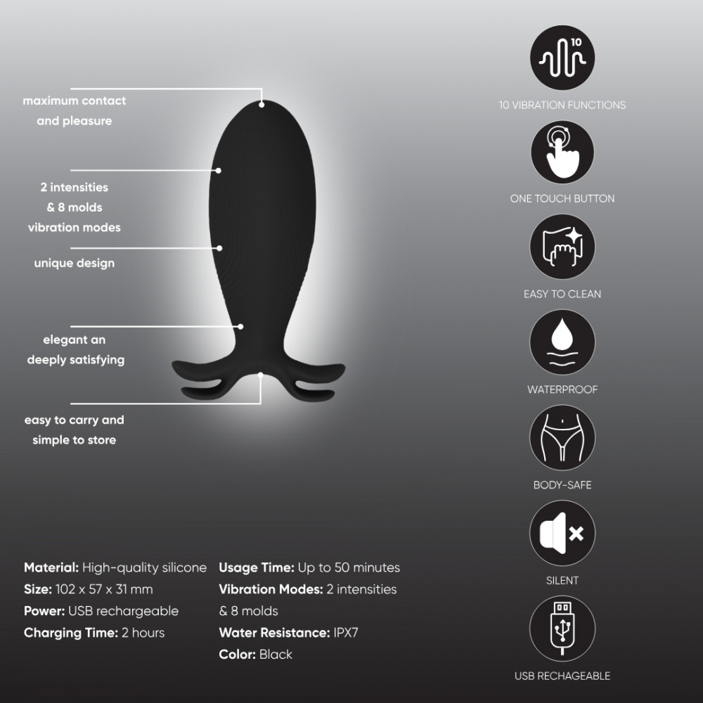 Анальные игрушки с вибрацией - Анальный вибратор Sweet Em, чёрный 2