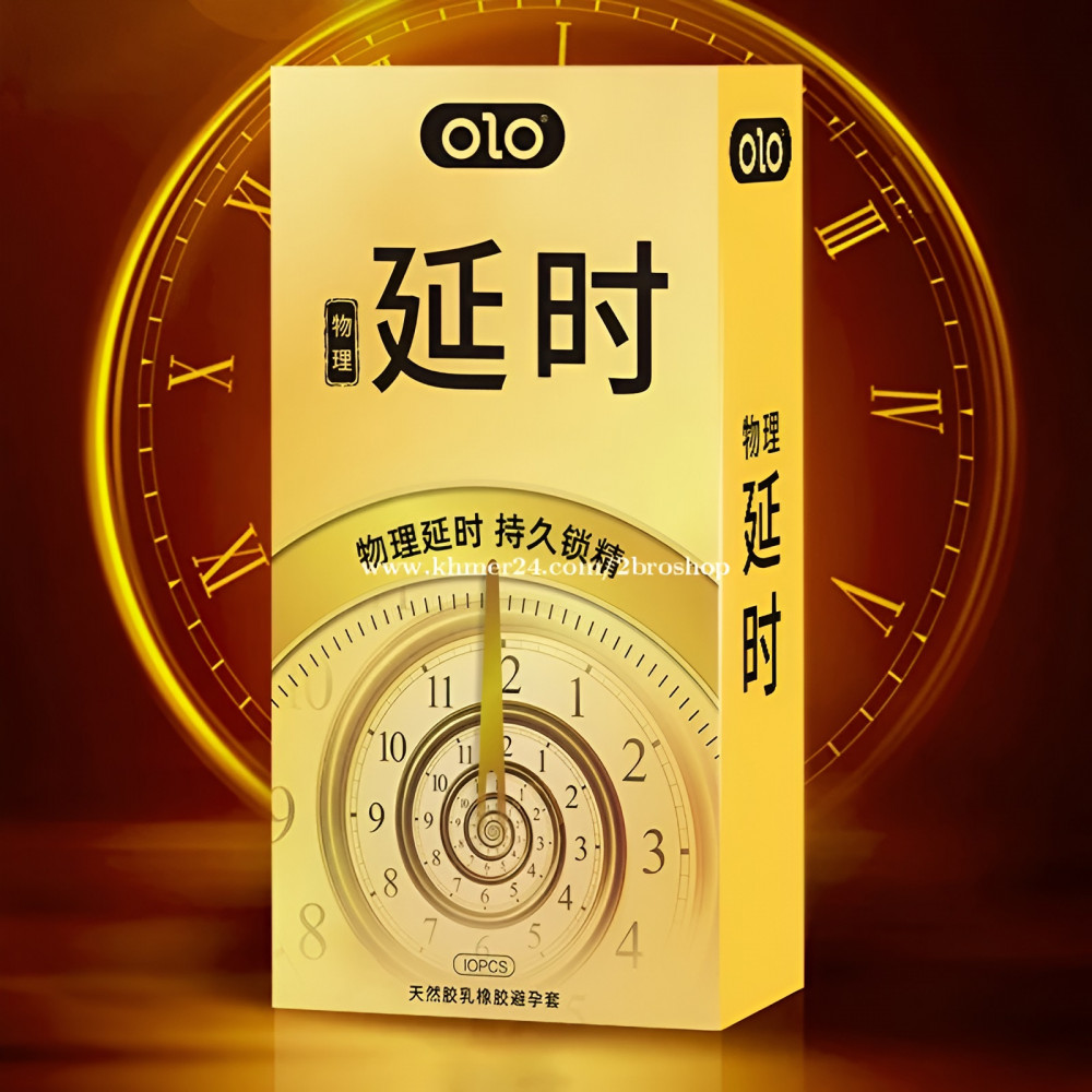 Різне - Ароматизовані ультратонкі текстуровані презервативи з гіалуроновою кислотою і пролонгуючим ефектом OLO - Golden Love, 10 шт.