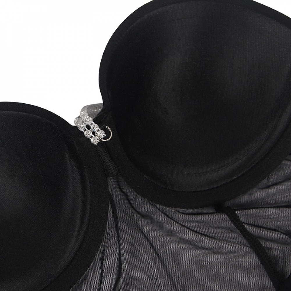 Різне - Боді напівпрозоре Star Night з діамантовим поясом, чорне, XL-XXL 3