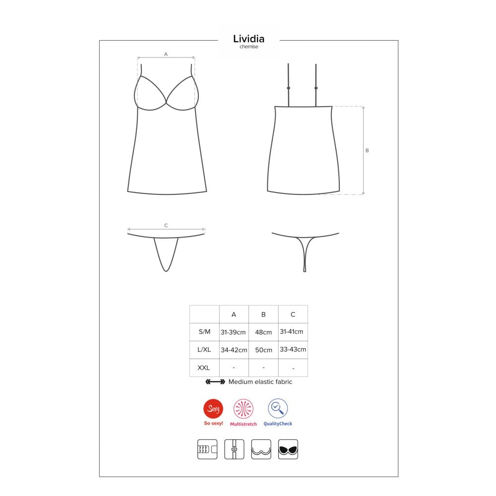 Сексуальные платья - Cорочка кружевная с вставками из сеточки Obsessive Lividia стринги в комплекте, бордовый, S/M 4