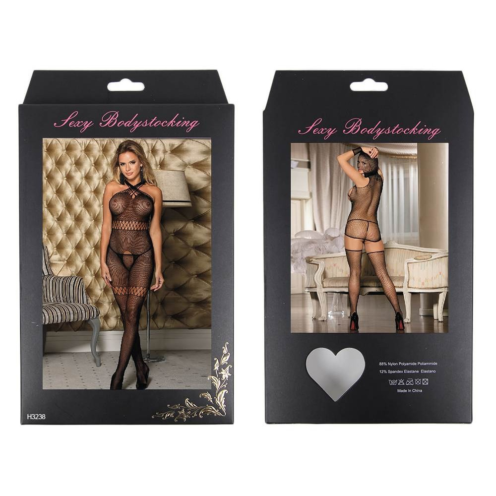 Різне - Комбінезон прозорий Star Night з декоративними переплетеннями та відкритим доступом, чорний 3