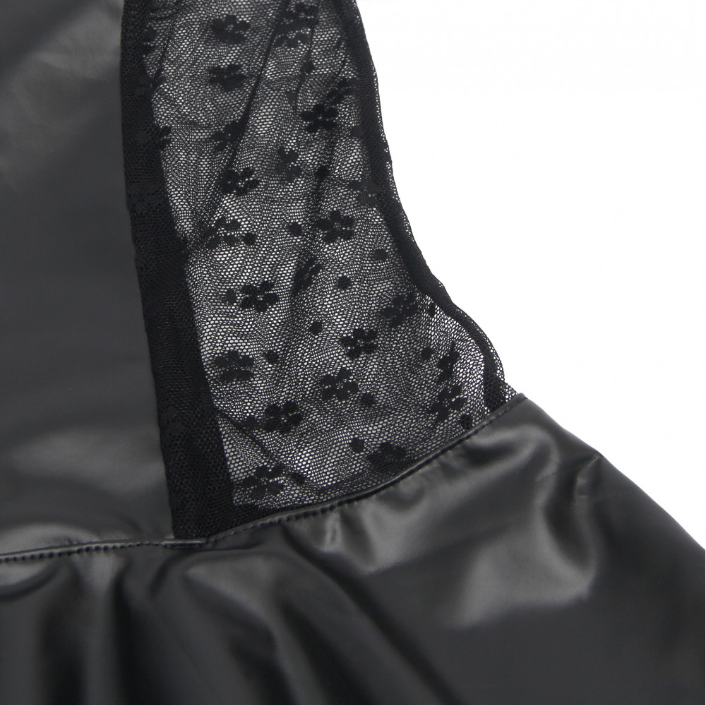 Різне - Міні-сукня з блискавкою та підтяжками Star Night з імітації шкіри, чорна, S 4