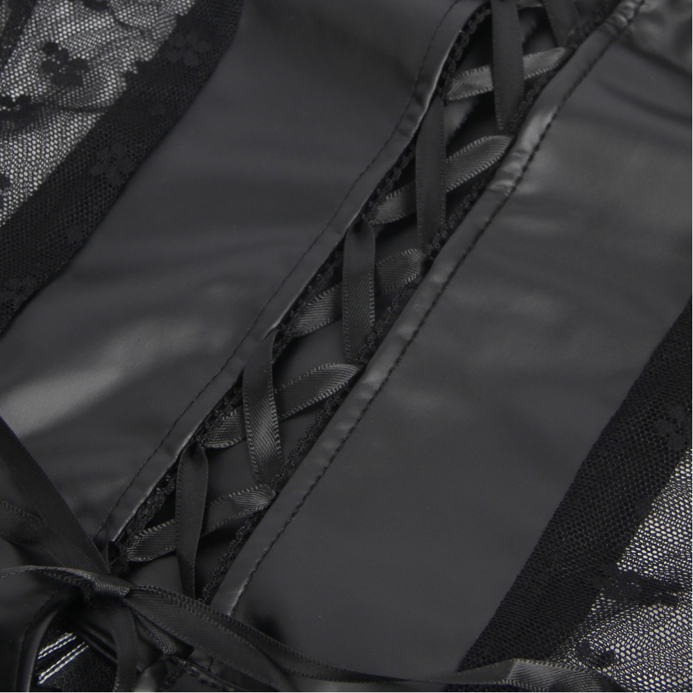 Різне - Міні-сукня з блискавкою та підтяжками Star Night з імітації шкіри, чорна, S 6