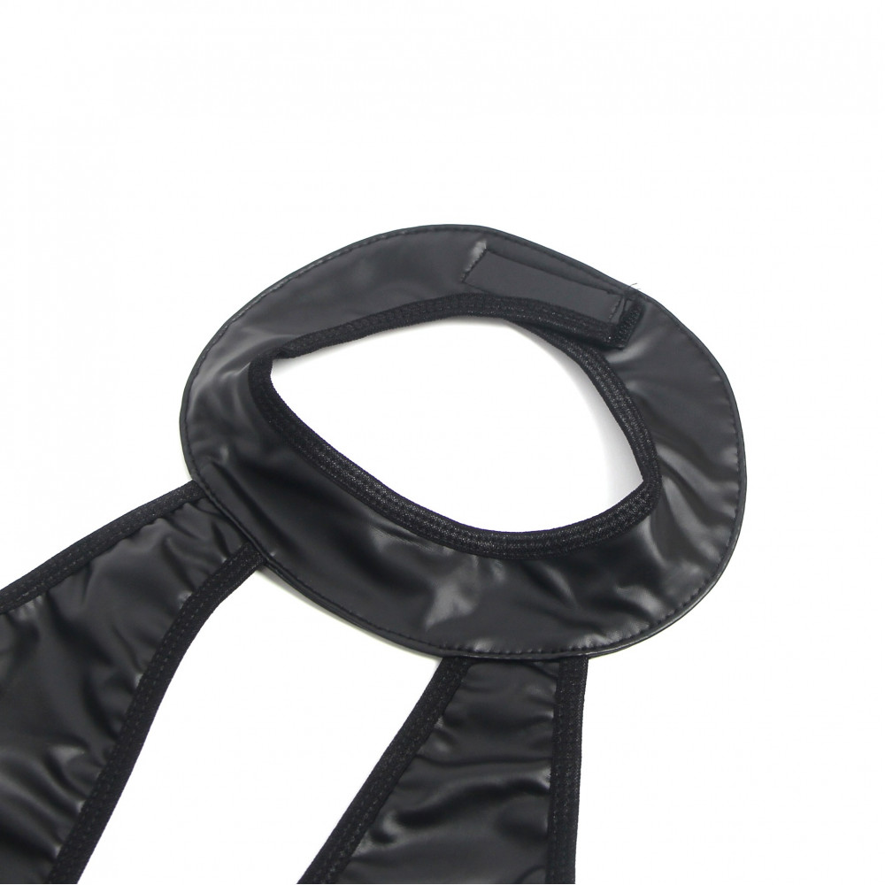 Різне - Міні-сукня з блискавкою та підтяжками Star Night з імітації шкіри, чорна, S 8