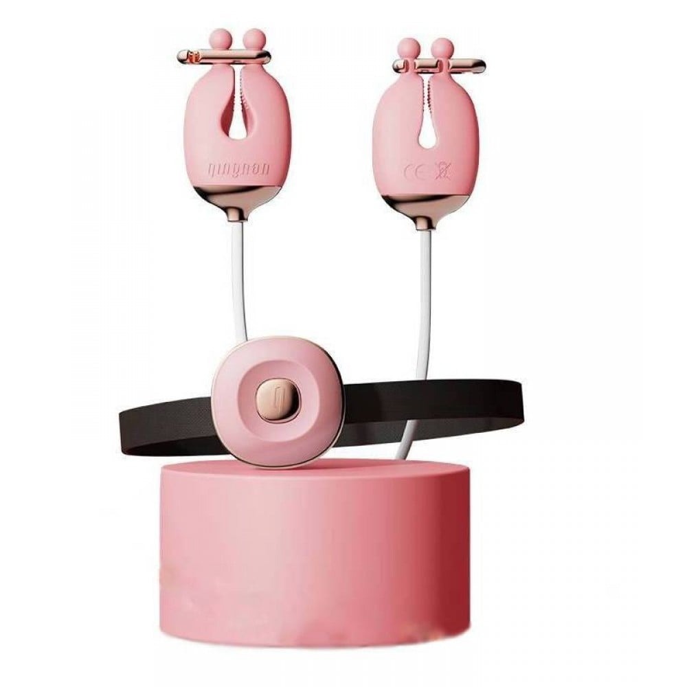 Різне - Набір затискачі для сосків з вібрацією та нашийник Qingnan No.2, рожевий