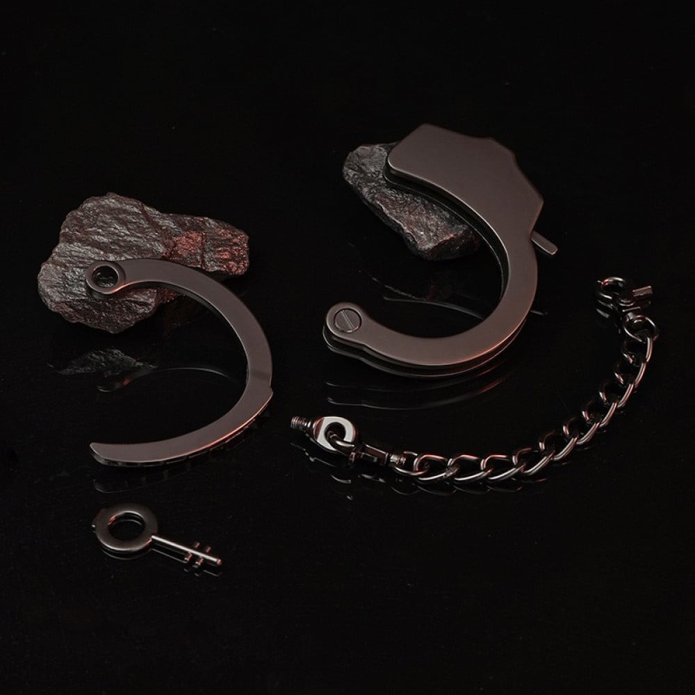 Різне - Наручник з ланцюжком та карабіном Roomfun з ключиком, чорний 12