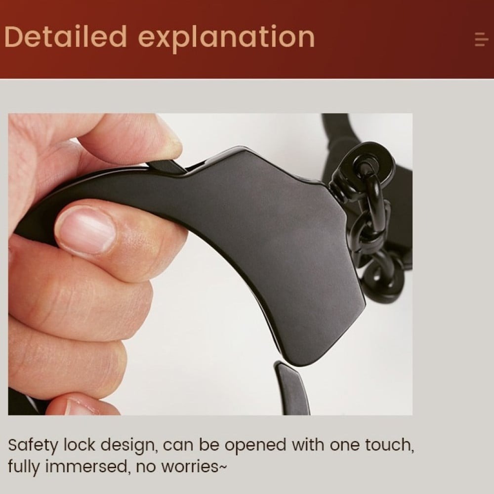 Різне - Наручник з ланцюжком та карабіном Roomfun з ключиком, чорний 6