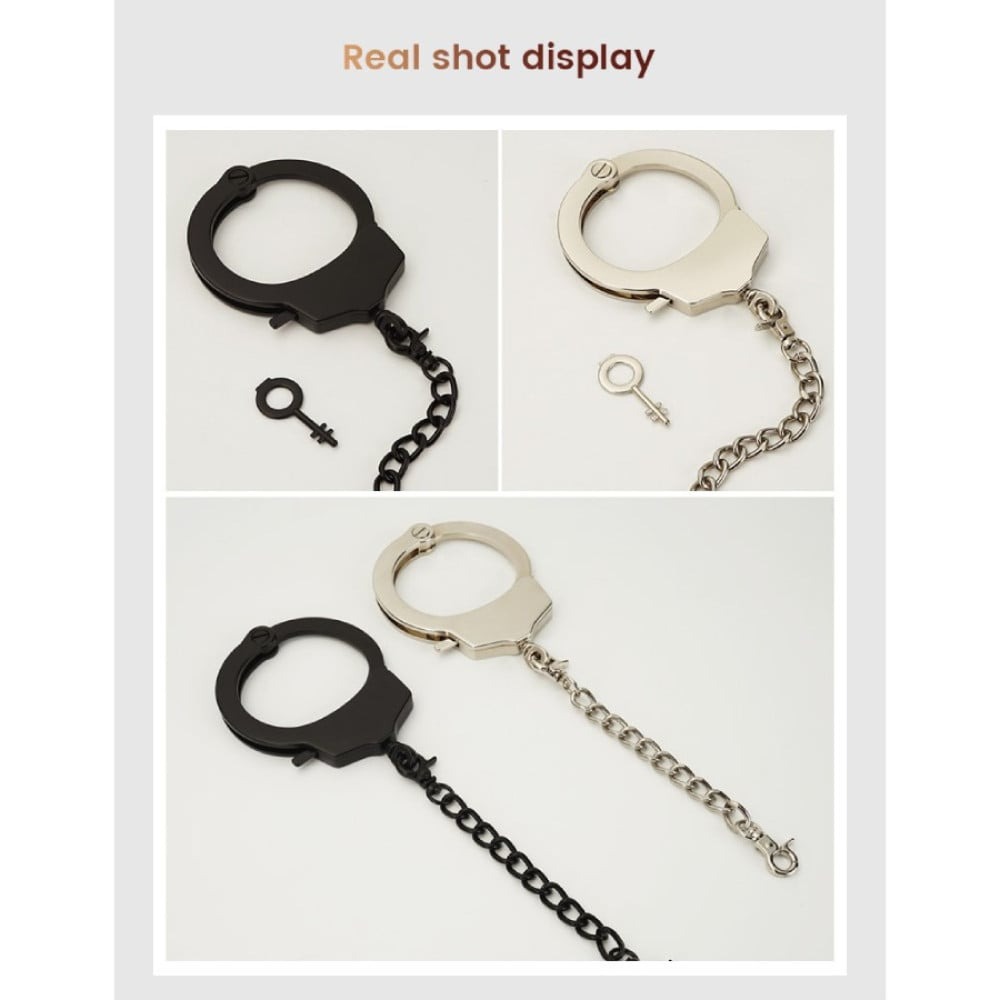 Різне - Наручник з ланцюжком та карабіном Roomfun з ключиком, чорний 2