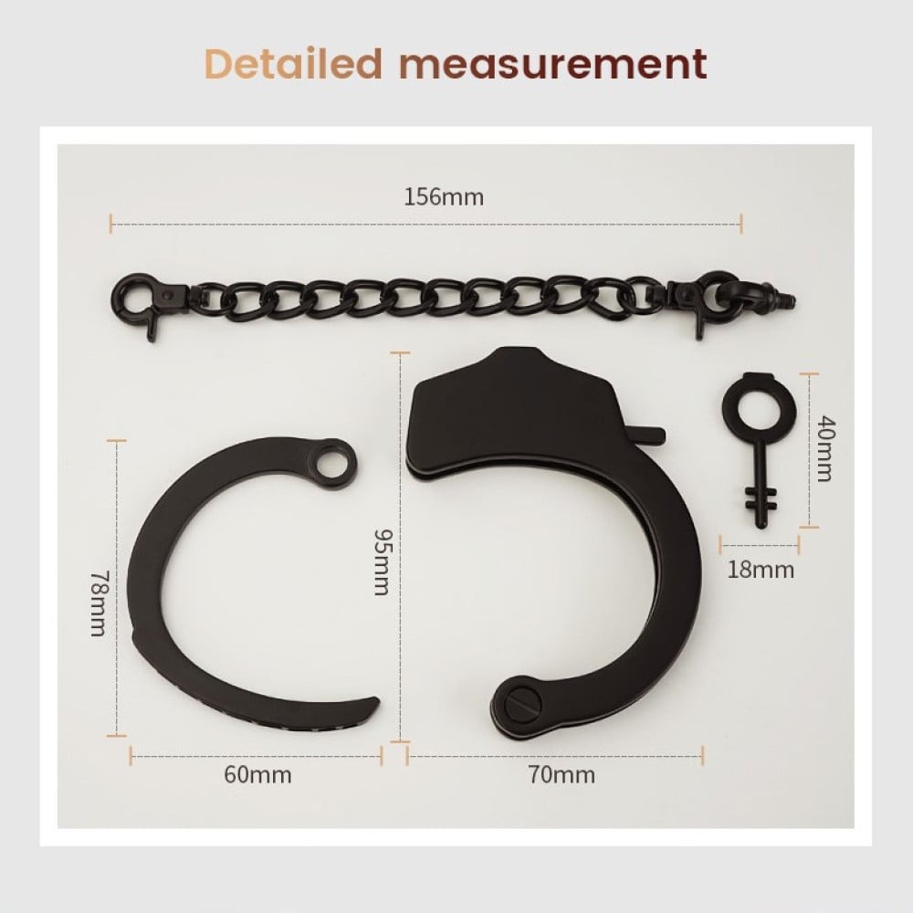 Різне - Наручник з ланцюжком та карабіном Roomfun з ключиком, чорний 4