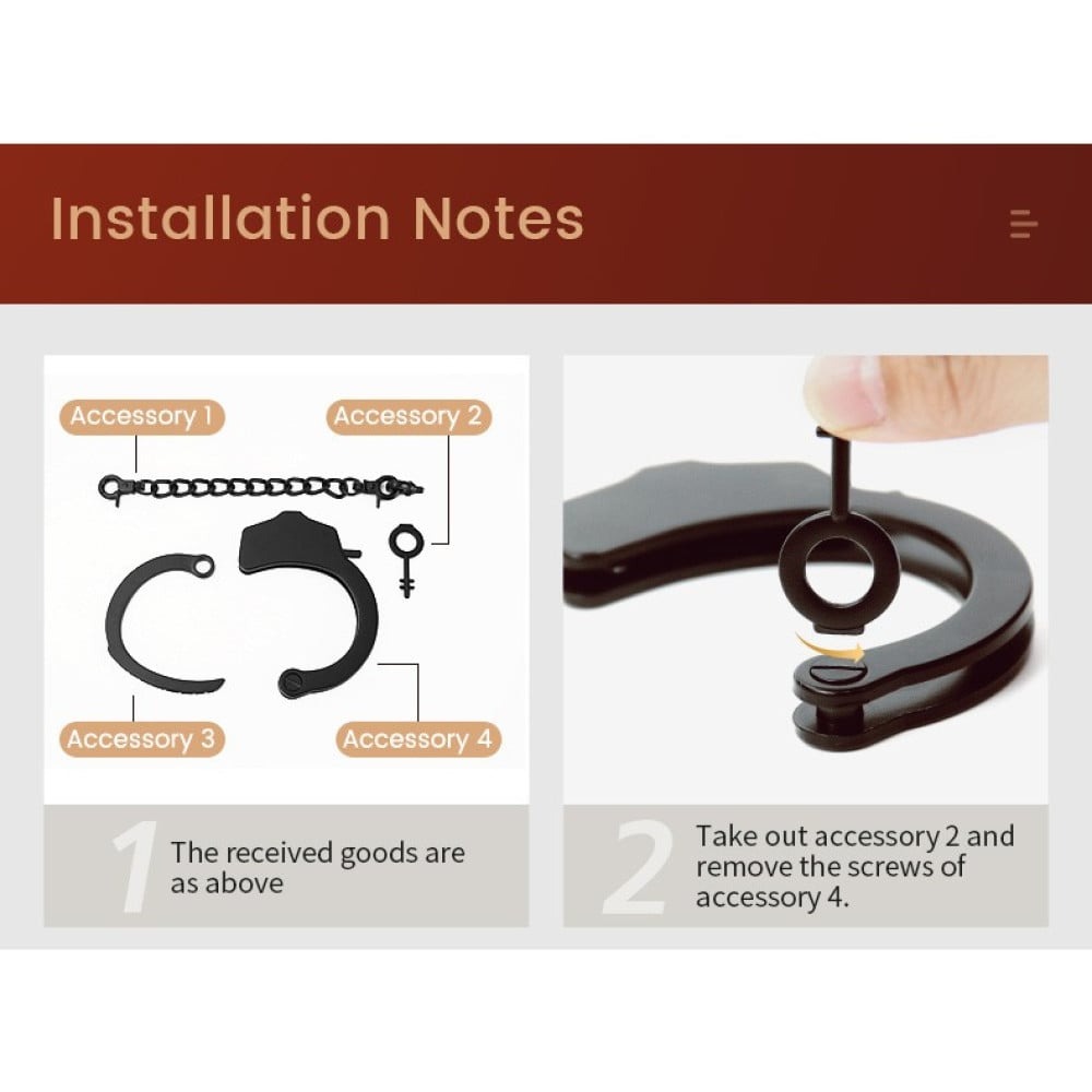 Різне - Наручник з ланцюжком та карабіном Roomfun з ключиком, чорний 7