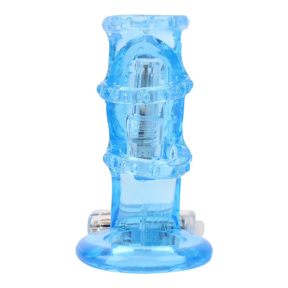 Різне - Насадка на член із чотирьох ерекційних кілець Chisa GK Power з вібрацією, блакитна 3