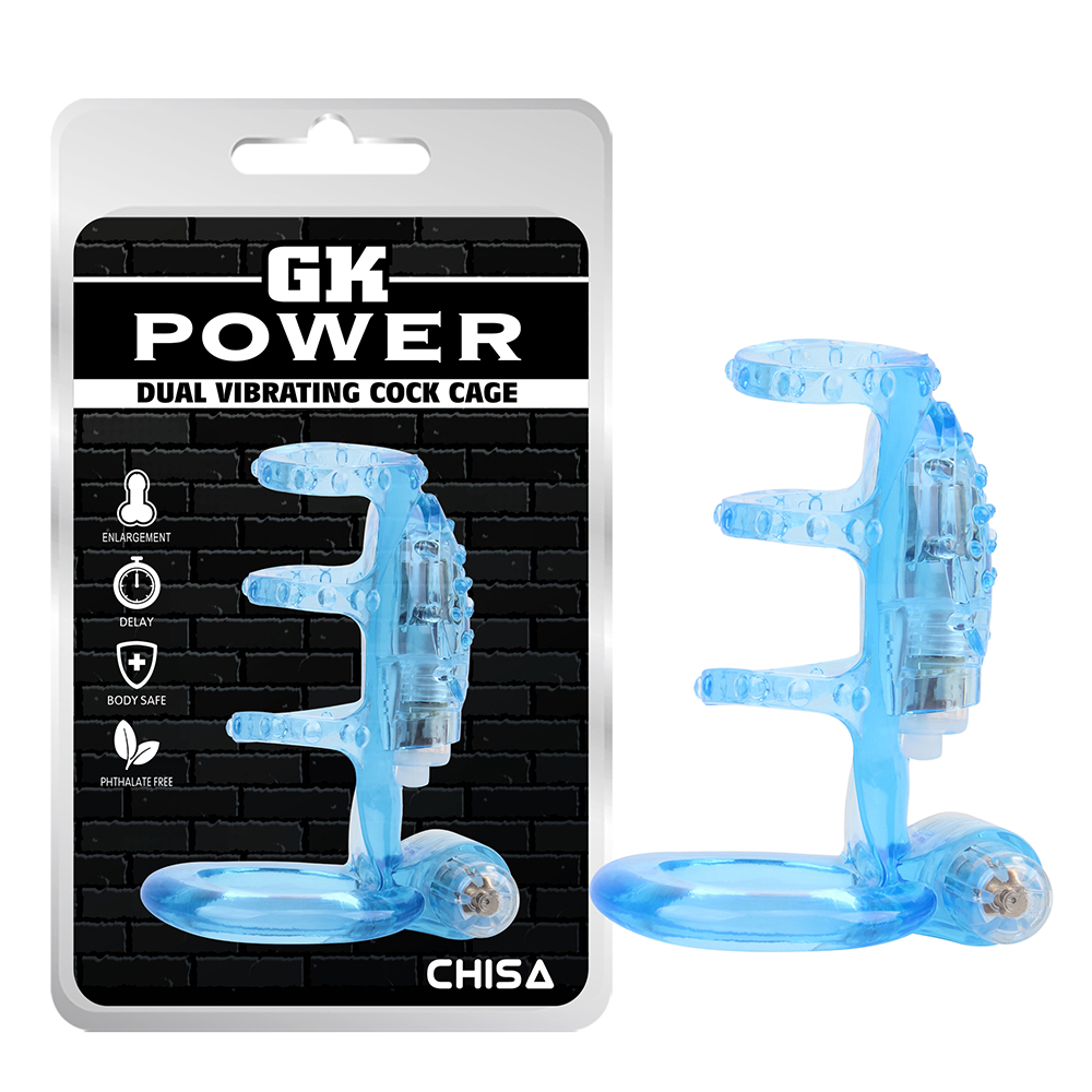 Насадки на член - Насадка Chisa GK Power Dual Vibrating Cock Cage Blue