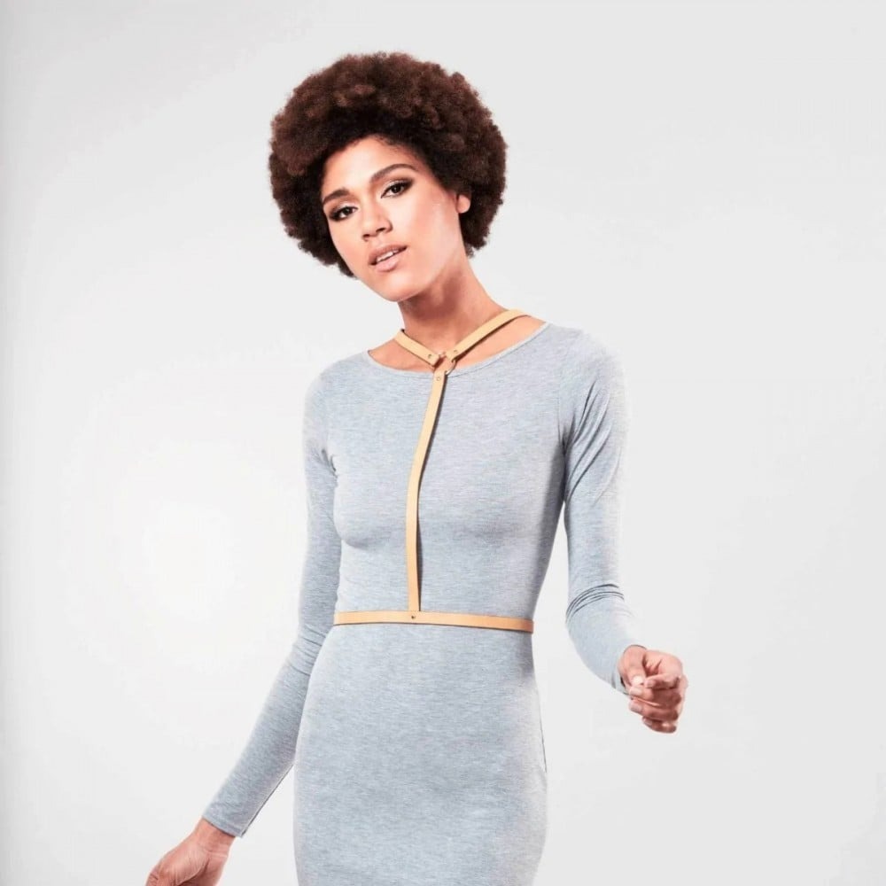 Різне - Портупея з кільцем на шиї MAZE Bijoux Indiscrets бежева, OS