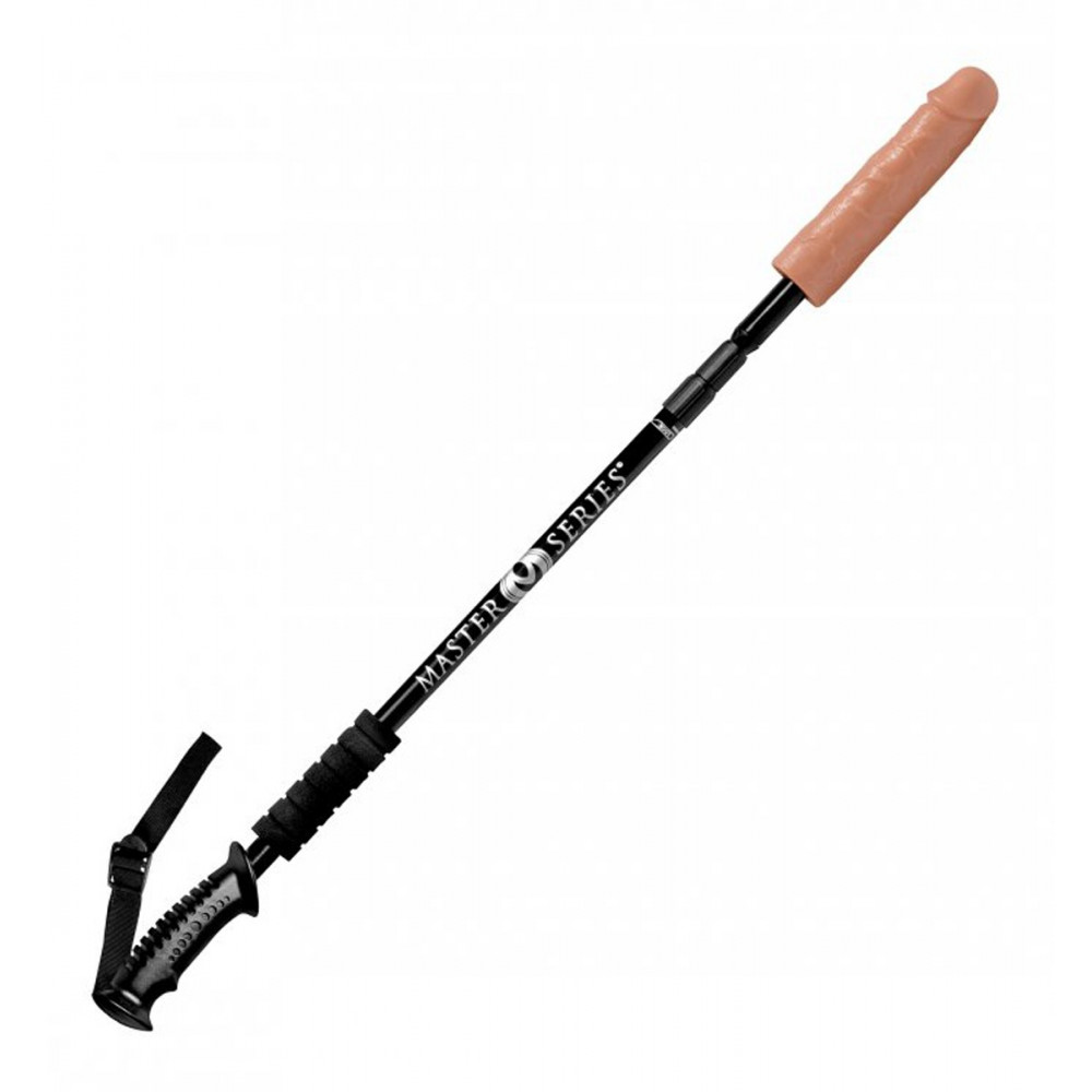 Секс игрушки - Реалистичная насадка на регулируемой длинной черной рукояти Dick Stick - Dildo On Expandable Rod