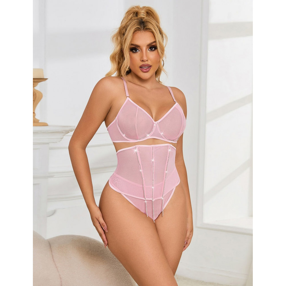 Різне - Рожевий комплект Star Night з декоративними стразами та ланцюжками, M 2