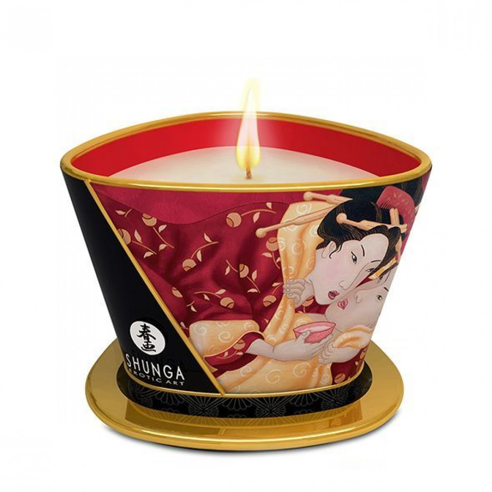Массажные свечи - Массажная свеча Shunga Massage Candle - Sparkling Strawberry Wine (170 мл) с афродизиаками