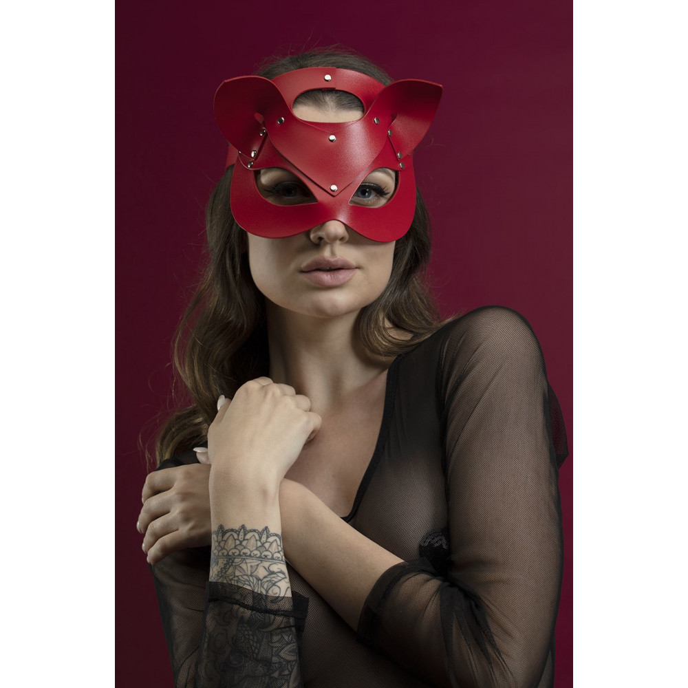 Маски - Маска кошечки Feral Feelings - Catwoman Mask, натуральная кожа, красная